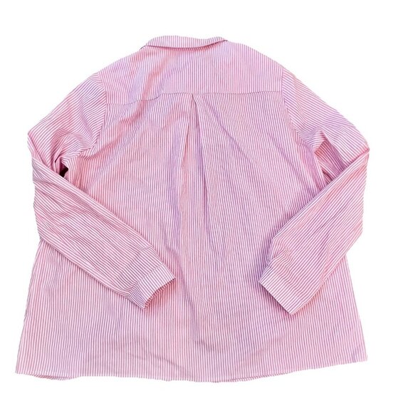 Princess Polly Chloe Button Down Poplin Shirt Long Sleeve Pink Stripe Size 12 - Picture 3 of 7